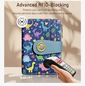 Colorful Dinosaur Print RFID-Blocking Wallet